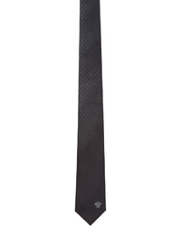 Мужской темно-серый шелковый плетеный галстук от Versace