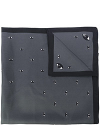 Женский темно-серый шелковый шарф с геометрическим рисунком от Kenzo