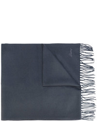 Мужской темно-серый шелковый шарф с принтом от Brioni