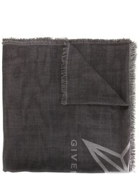 Темно-серый шелковый шарф со звездами