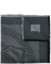 Мужской темно-серый шелковый шарф от Versace