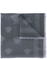Мужской темно-серый шелковый шарф от Versace