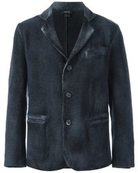 Темно-серый шерстяной вязаный пиджак