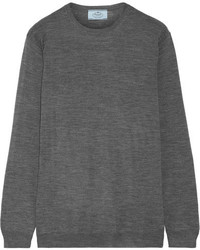 Темно-серый шерстяной вязаный свитер