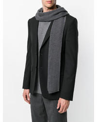 Мужской темно-серый шерстяной вязаный шарф от Canali