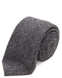 Темно-серый шерстяной галстук с узором "в ёлочку"