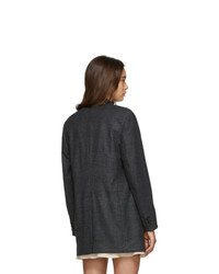 Женский темно-серый шерстяной двубортный пиджак в клетку от Isabel Marant Etoile