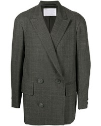 Мужской темно-серый шерстяной двубортный пиджак в клетку от Kolor