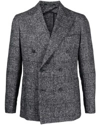 Мужской темно-серый шерстяной двубортный пиджак в шотландскую клетку от Tagliatore