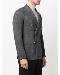 Мужской темно-серый шерстяной двубортный пиджак с узором "в ёлочку" от Tagliatore