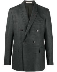 Мужской темно-серый шерстяной двубортный пиджак с узором "гусиные лапки" от Corneliani