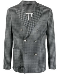 Мужской темно-серый шерстяной двубортный пиджак с узором "гусиные лапки" от Tonello