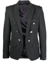 Мужской темно-серый шерстяной двубортный пиджак от Balmain
