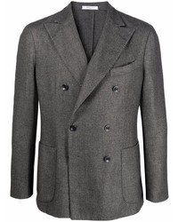 Мужской темно-серый шерстяной двубортный пиджак от Boglioli
