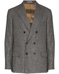 Мужской темно-серый шерстяной двубортный пиджак от Brunello Cucinelli