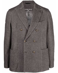 Мужской темно-серый шерстяной двубортный пиджак от Circolo 1901