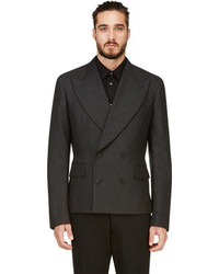 Мужской темно-серый шерстяной двубортный пиджак от Comme des Garcons