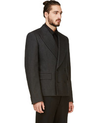 Мужской темно-серый шерстяной двубортный пиджак от Comme des Garcons