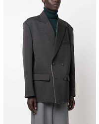 Мужской темно-серый шерстяной двубортный пиджак от Valentino Garavani