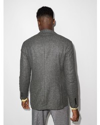Мужской темно-серый шерстяной двубортный пиджак от Brunello Cucinelli