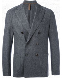 Мужской темно-серый шерстяной двубортный пиджак от Eleventy