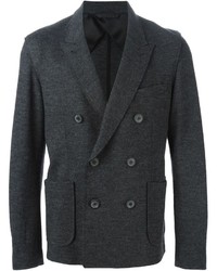 Мужской темно-серый шерстяной двубортный пиджак от Lanvin