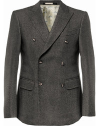 Мужской темно-серый шерстяной двубортный пиджак от Massimo Alba