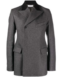 Мужской темно-серый шерстяной двубортный пиджак от Maximilian Davis