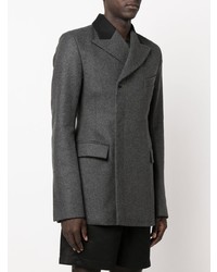 Мужской темно-серый шерстяной двубортный пиджак от Maximilian Davis