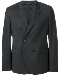 Мужской темно-серый шерстяной двубортный пиджак от Tonello