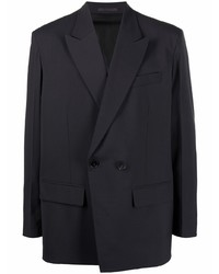 Мужской темно-серый шерстяной двубортный пиджак от Valentino
