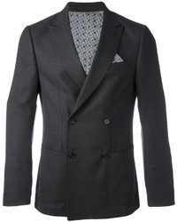 Мужской темно-серый шерстяной двубортный пиджак от Z Zegna