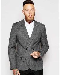 Мужской темно-серый шерстяной двубортный пиджак