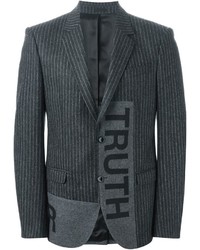 Мужской темно-серый шерстяной пиджак в вертикальную полоску от Alexander McQueen