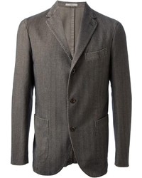 Мужской темно-серый шерстяной пиджак в вертикальную полоску от Boglioli