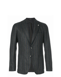 Мужской темно-серый шерстяной пиджак в вертикальную полоску от Tagliatore