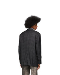 Мужской темно-серый шерстяной пиджак в клетку от Gucci