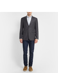 Мужской темно-серый шерстяной пиджак в клетку от Burberry