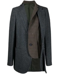 Мужской темно-серый шерстяной пиджак в стиле пэчворк от Kolor