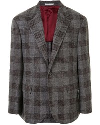 Мужской темно-серый шерстяной пиджак в шотландскую клетку от Brunello Cucinelli