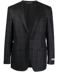 Мужской темно-серый шерстяной пиджак в шотландскую клетку от Canali