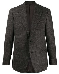 Мужской темно-серый шерстяной пиджак в шотландскую клетку от Caruso
