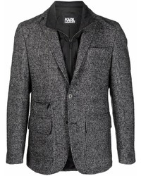 Мужской темно-серый шерстяной пиджак в шотландскую клетку от Karl Lagerfeld