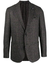 Мужской темно-серый шерстяной пиджак в шотландскую клетку от Lardini