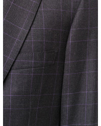 Мужской темно-серый шерстяной пиджак в шотландскую клетку от Brioni