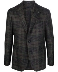 Мужской темно-серый шерстяной пиджак в шотландскую клетку от Tagliatore
