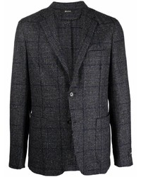 Мужской темно-серый шерстяной пиджак в шотландскую клетку от Z Zegna
