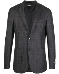 Мужской темно-серый шерстяной пиджак в шотландскую клетку от Zegna