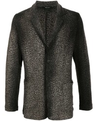 Мужской темно-серый шерстяной пиджак с леопардовым принтом от Avant Toi