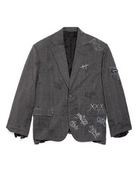 Мужской темно-серый шерстяной пиджак с принтом от Balenciaga